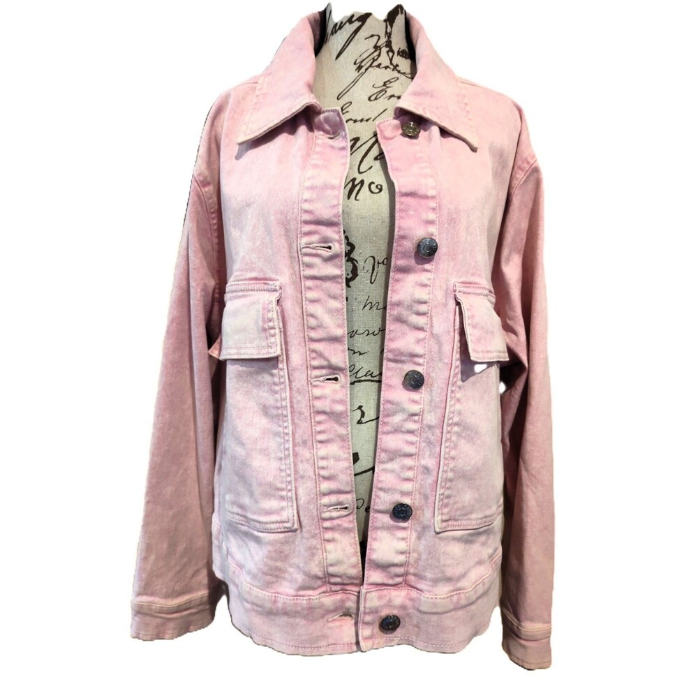 Celebrity Pink Oversized Light Pink Boyfriend Fit Demin Shacket/Jacket Sz L